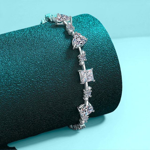 0.5CT Moissanite Sterling Silver Bracelet for Women, Irregular Shape, Gold Plated - Image 4