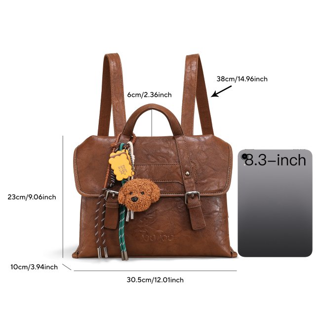 Retro Brown Leather Backpack - Image 6