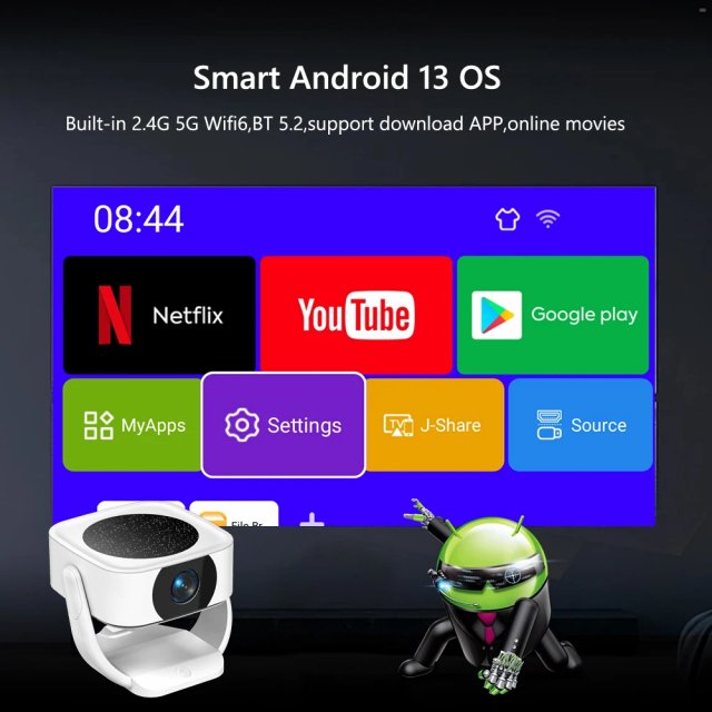 Portable 4K HD WiFi LED Home Theater Projector with Android 13 - Image 8