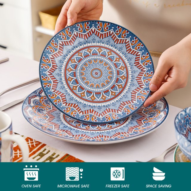 Bohemian Mandala Ceramic Dinnerware Set – Porcelain Plates, Bowls, Mugs - Image 3