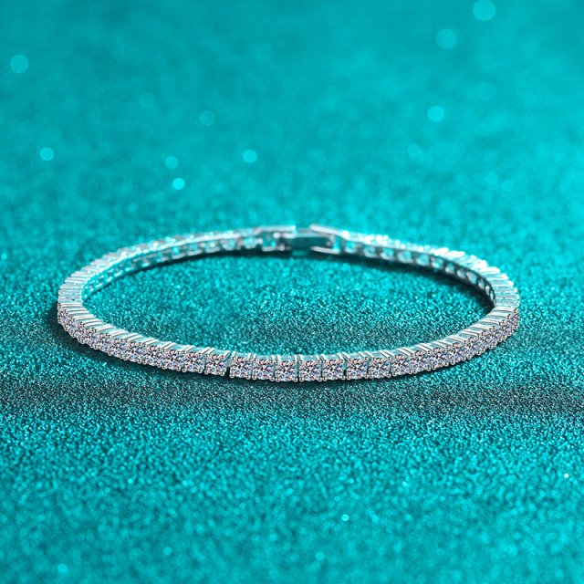5.4ct Moissanite 925 Silver Champagne Gold Bracelet for Women - Image 3