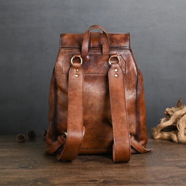 Anti-Theft Genuine Leather Laptop Backpack - Image 6