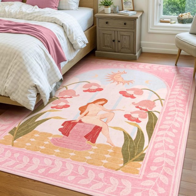 Floral Washable Rug for Living Room - Image 3