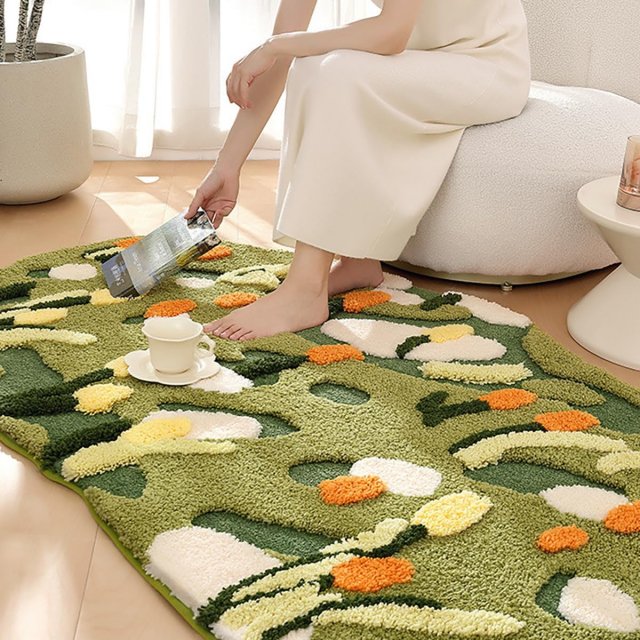 Hand Tufted Moss Floral Area Rug - Image 8