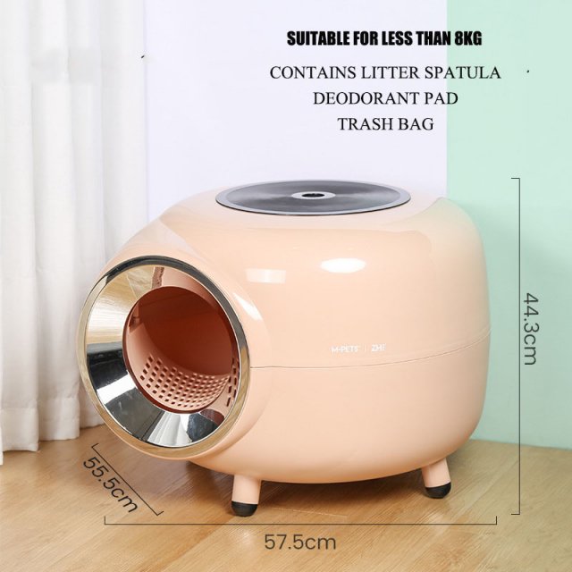 Fully Enclosed Round Cat Litter Box with Scoop – Record Player Style, for Pets Under 22lbs - Image 6