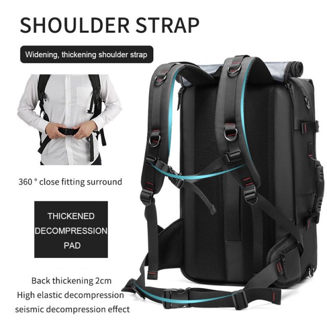 Waterproof 60L Men’s Travel Backpack with Shoe Bag and Laptop Compartment - Image 4