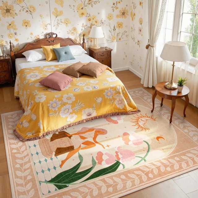 Floral Washable Rug for Living Room - Image 8