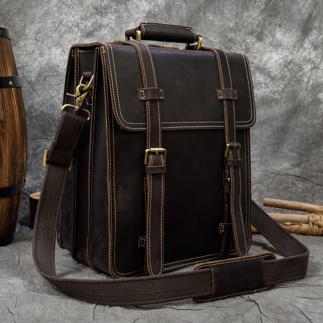 Men's Genuine Leather 14" Laptop Backpack & Business Tote - Multi-Use Cowhide Rucksack - Image 3