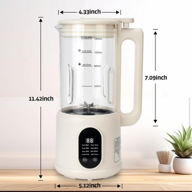 8-in-1 40oz Nut Milk Maker with Timer, Self-Cleaning, for Almond & Soy Drinks - Image 7