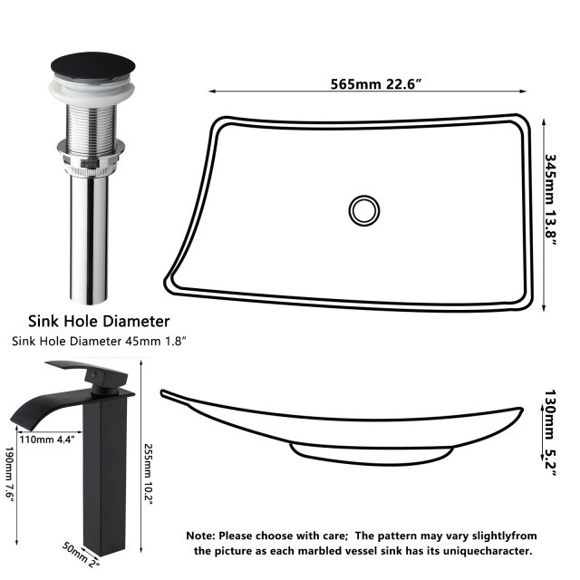 Matte Black Resin Bathroom Sink Set with Brass Faucet and Pop-Up Drain - Image 5
