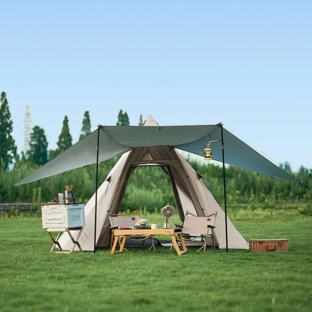 Waterproof 3-4 Person Pyramid Tent – Large Outdoor Camping Hiking Shelter - Image 3