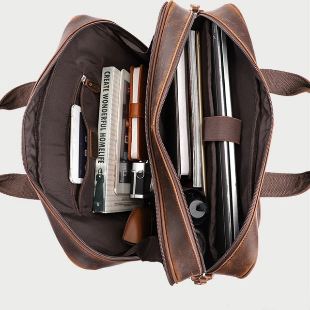Genuine Leather Briefcase for Men – 17 Inch Laptop Business Tote Bag - Image 6