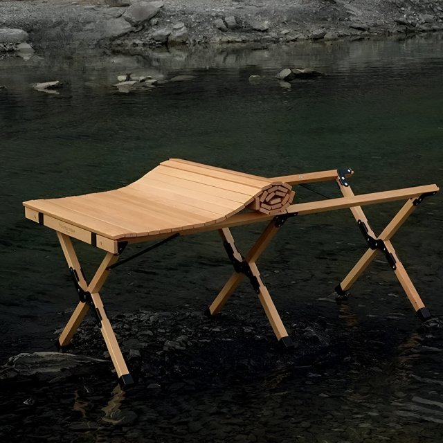 Portable Folding Camping Table – Lightweight Beech Wood Picnic Table - Image 2