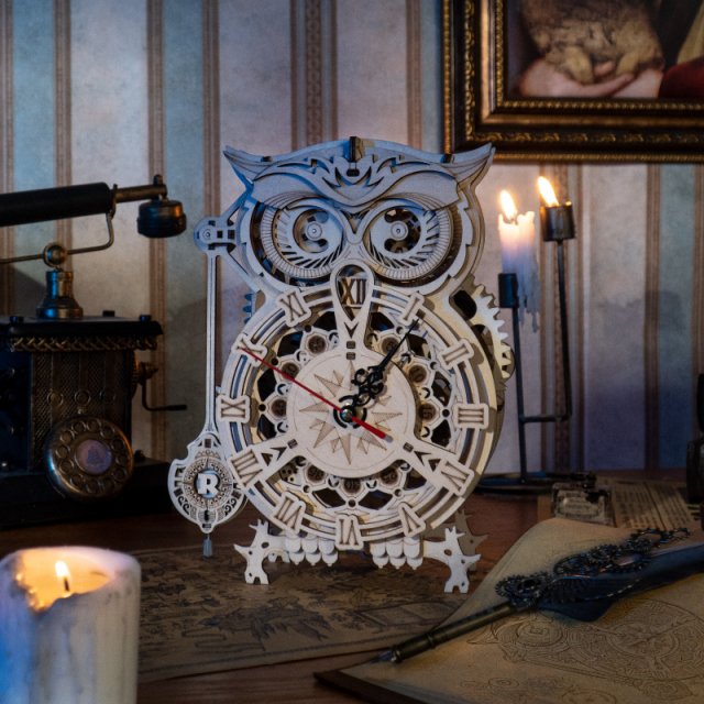 3D Wooden Owl Clock Puzzle Kit with Real Timer – Creative DIY Clock for Ages 14+ - Image 3