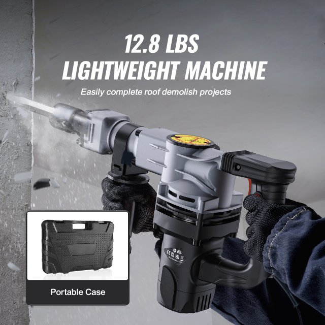 Electric Heavy Duty Demolition Jack Hammer 1400W with Chisels and Carrying Case - Image 4