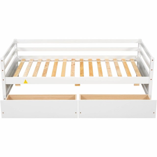 Wooden Twin Daybed with Drawers – Sofa Bed Frame for Kids Room or Living Room - Image 6