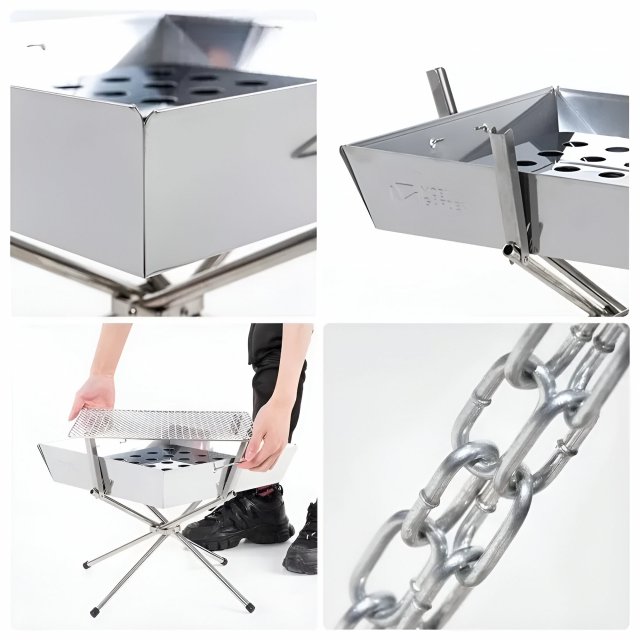 Portable Stainless Steel Foldable Campfire Grill & Wood Burning Stove - Image 5