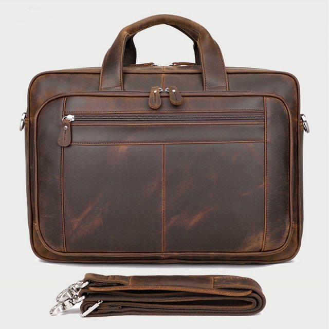 Genuine Leather Briefcase for Men – 17 Inch Laptop Business Tote Bag - Image 3