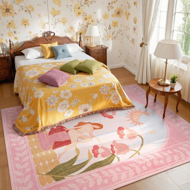Floral Washable Rug for Living Room - Image 5
