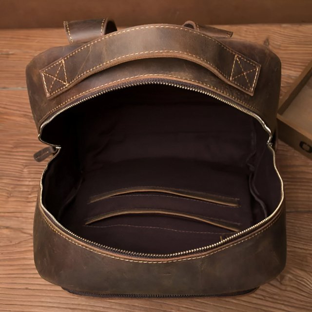 Genuine Leather Men's Backpack for 15.6" Laptop - Stylish and Durable Travel Rucksack - Image 7
