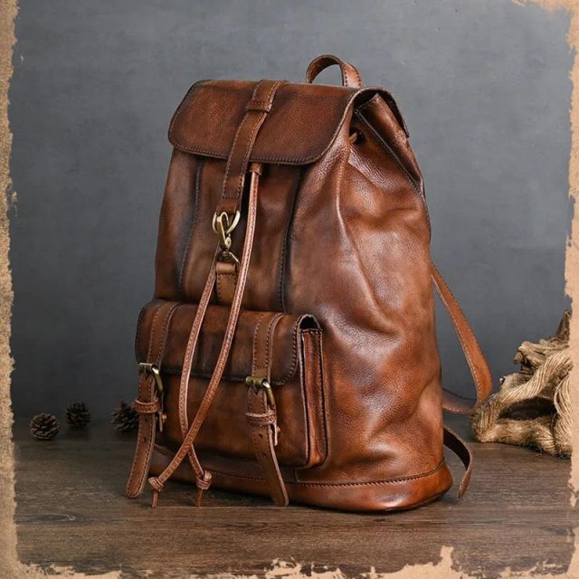 Anti-Theft Genuine Leather Laptop Backpack - Image 5