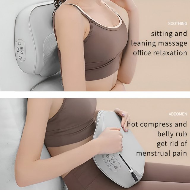 2-in-1 Neck and Back Massager Pillow with Heat & Air Traction – Home & Car Use - Image 7