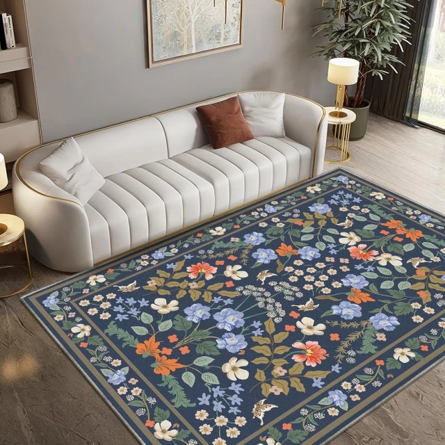 Pastoral Floral Washable Non-Slip Living Room & Bedroom Carpet Rug - Image 6