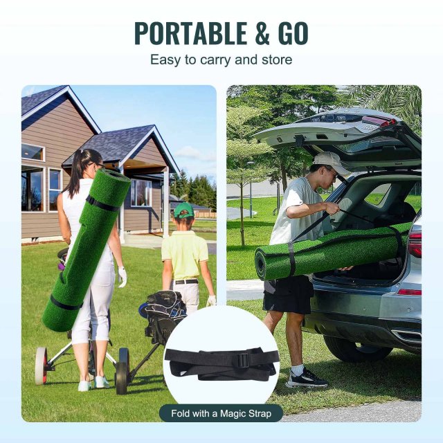 4-in-1 Golf Hitting Mat 5x4ft with Interchangeable Turf Inserts & Tees - Image 5