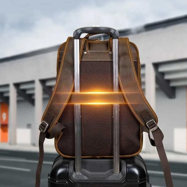 Genuine Leather 15-inch Business Laptop Backpack for Men – Travel & Daily Use Rucksack - Image 5
