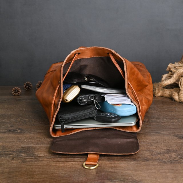 Anti-Theft Genuine Leather Laptop Backpack - Image 4