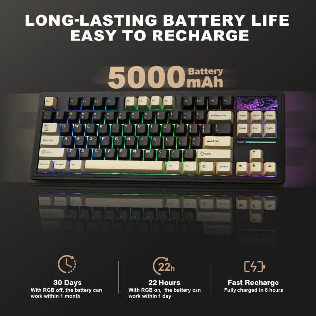 Wireless Hot Swappable TKL Mechanical Gaming Keyboard 87-Key RGB Backlit - Image 5
