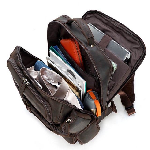 Extra Large Genuine Leather Travel Backpack for Men - Fits 17" Laptop - Image 4