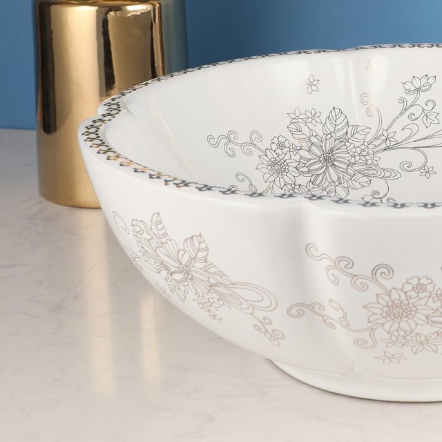 Handmade Ceramic Above Counter Bathroom Sink Vessel with Chrome Faucet and Pop-Up Drain Set - Image 4