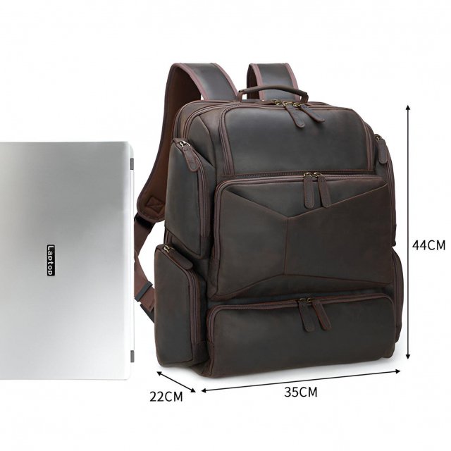 Extra Large Genuine Leather Travel Backpack for Men - Fits 17" Laptop - Image 6