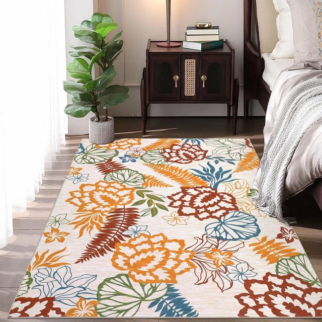 Botanical Floral Non-Slip Area Rug – Soft, Modern & Machine Washable - Image 2