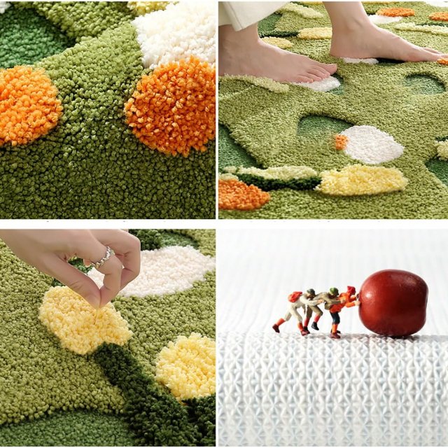 Hand Tufted Moss Floral Area Rug - Image 4
