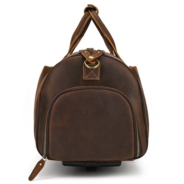 Men’s Leather Rolling Duffel Bag - Image 5