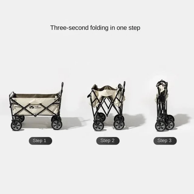 Portable Folding Camping Trolley with Pull Rod – Outdoor Utility Wagon - Image 3