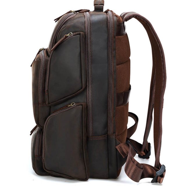Extra Large Genuine Leather Travel Backpack for Men - Fits 17" Laptop - Image 3