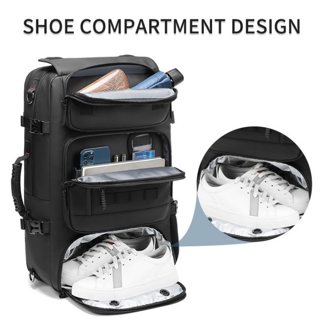 Waterproof 60L Men’s Travel Backpack with Shoe Bag and Laptop Compartment - Image 3