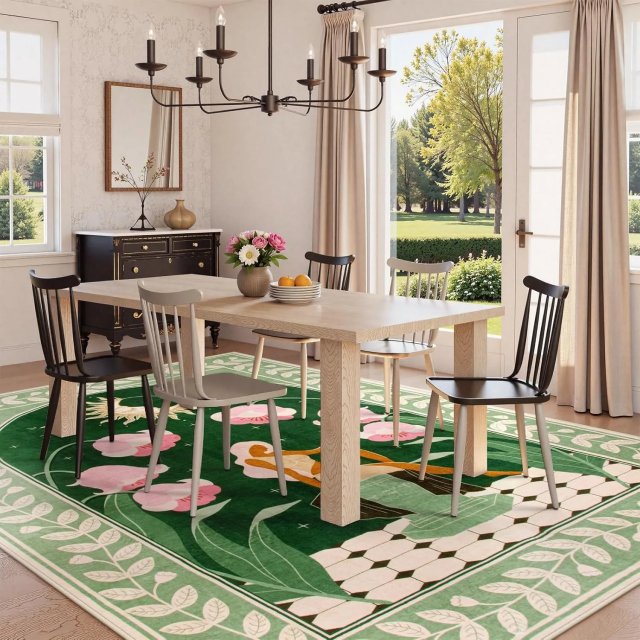 Floral Washable Rug for Living Room - Image 7