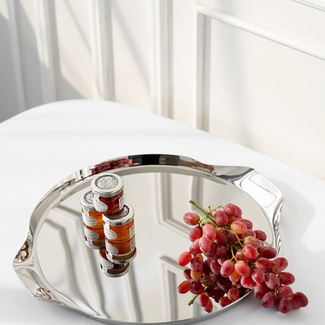 Luxury Round Mirror Tray Stainless Steel Decorative Storage Tray for Home - Image 4