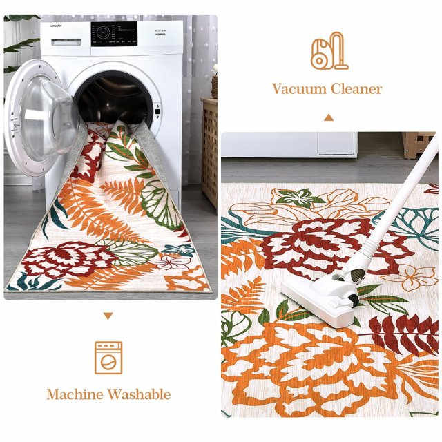 Botanical Floral Non-Slip Area Rug – Soft, Modern & Machine Washable - Image 5