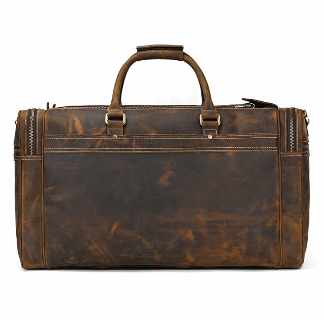 Genuine Leather Men’s Travel Duffel Bag – Large Cowhide Weekend Luggage Tote - Image 5