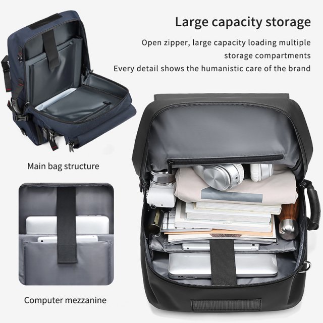 Waterproof 60L Men’s Travel Backpack with Shoe Bag and Laptop Compartment - Image 6