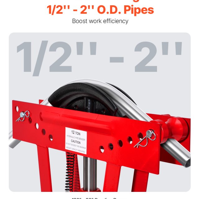 12 Ton Hydraulic Pipe Bender with 6 Dies for Copper, Steel & Exhaust Tubing - Image 3