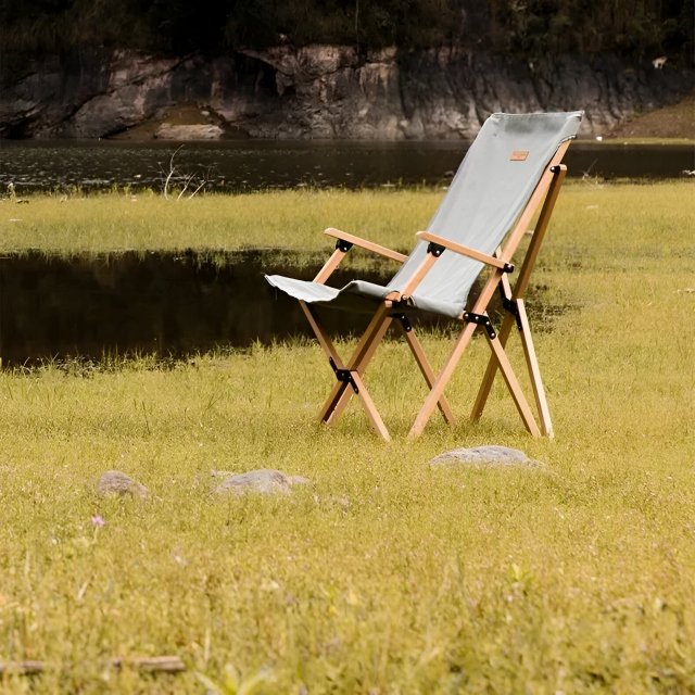 Portable Folding Wooden Outdoor Butterfly Chair with Armrests - Image 4