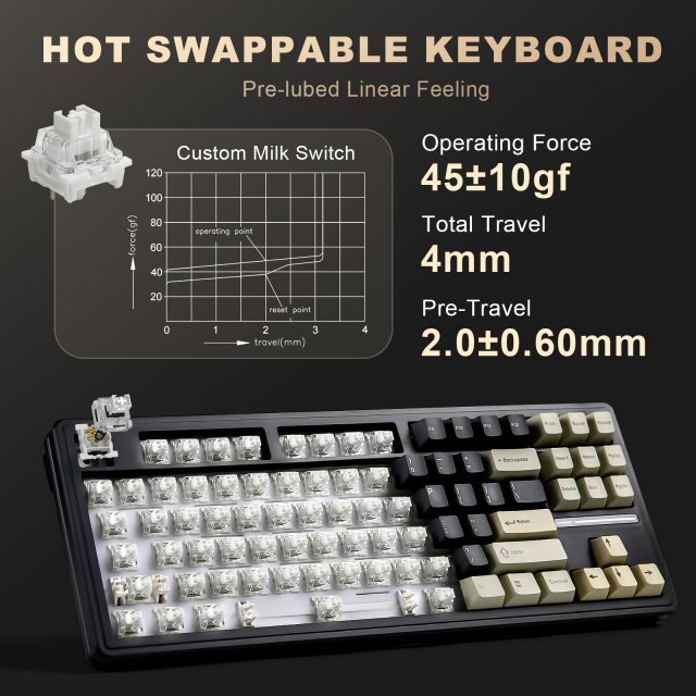 Wireless Hot Swappable TKL Mechanical Gaming Keyboard 87-Key RGB Backlit - Image 4