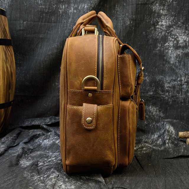 Vintage Leather Men's Briefcase – 15.6" Cowhide Laptop Business Messenger Bag - Image 3