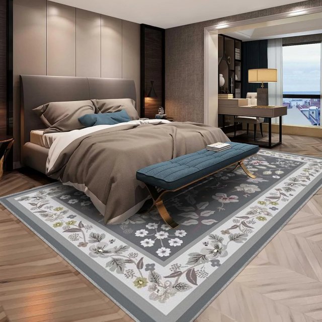 Pastoral Floral Washable Non-Slip Living Room & Bedroom Carpet Rug - Image 8